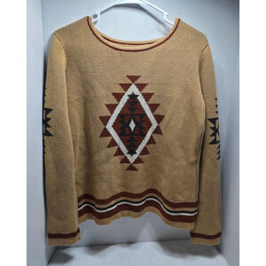 Women's Outback Trading Co. Adalyn Sweater S Tan Brown Crew Neck